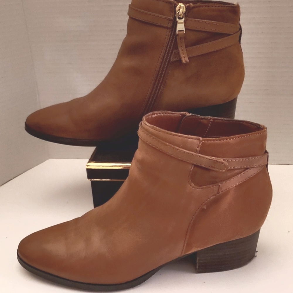Lauren Ralph Lauren Womens Damara Tan Leather & Suede Booties Size 10B